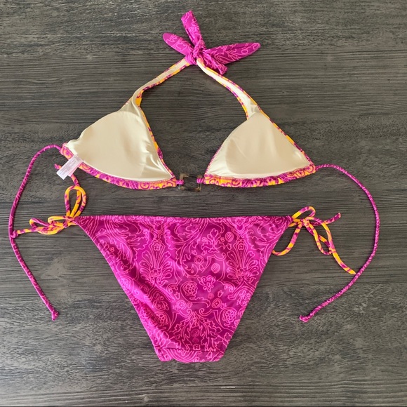 EUC Victorias Secret Boho Print String Triangle Bikini - Picture 2 of 7